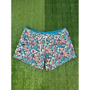 Maui Rippers Women Teal Floral Paisley Board Shorts Swim Trunks Size 18 Hawaii